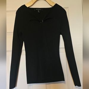 WHBM ribbed form fitting cutout sweater, black, size M